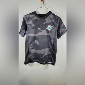 NFL Team Apparel Youth Grey Camo Short Sleeve Miami Dolphins Shirt Size Large